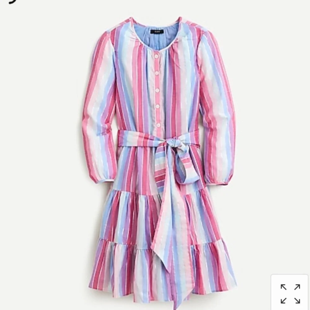 NWT J.Crew Belted Button-Up Dress in Pastel Stripe‎
